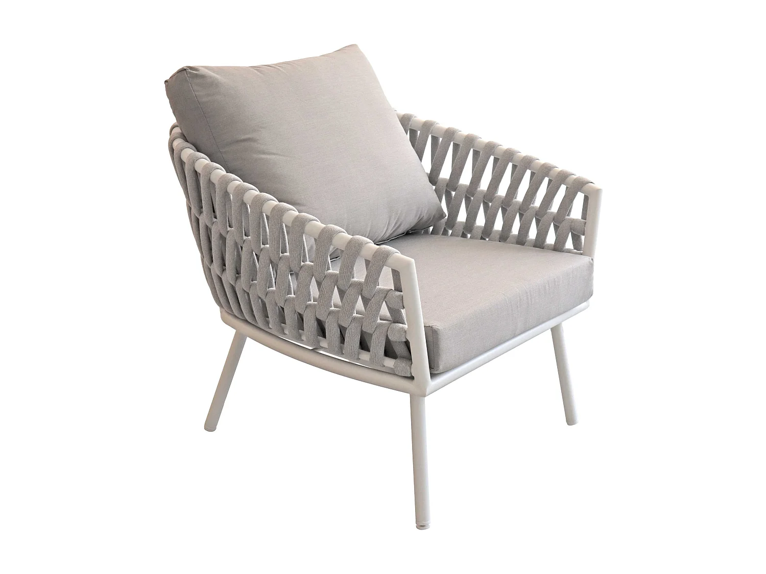 Salotto completo in alluminio bianco e corda "Pula"