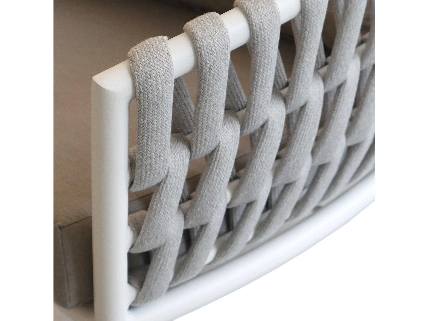 Salotto completo in alluminio bianco e corda "Pula"