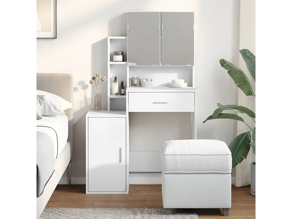 Kaptafel met kastje 80x35x132 cm wit