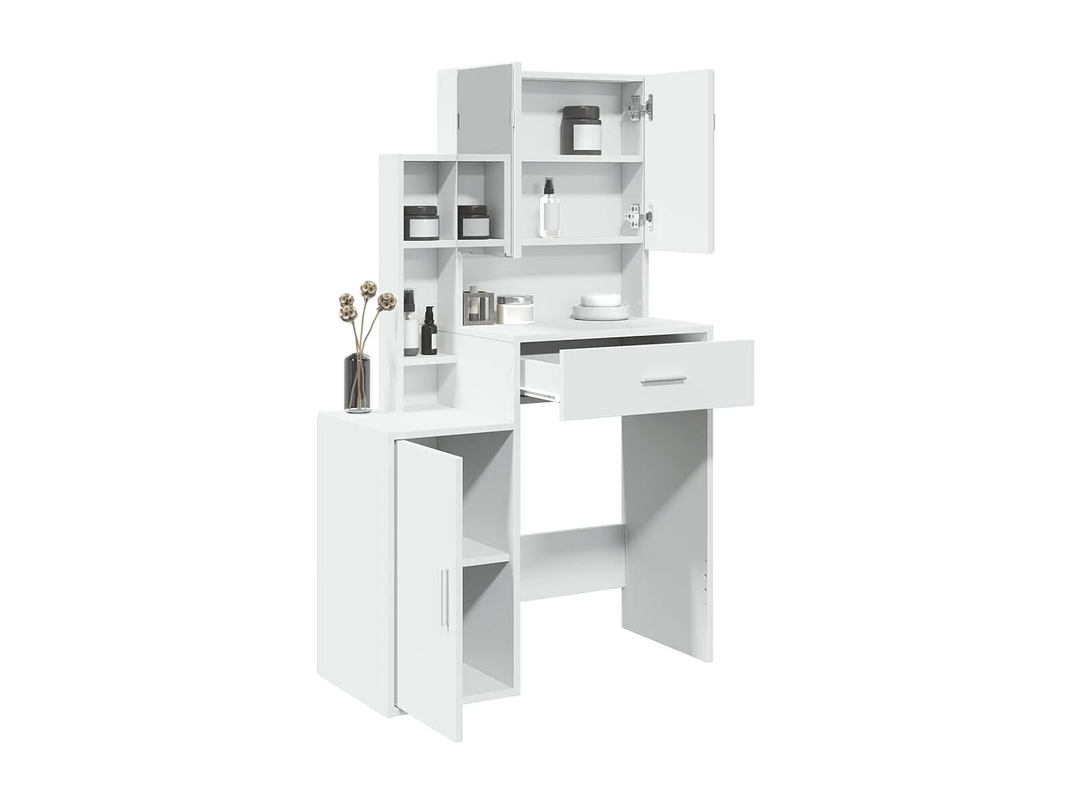 Kaptafel met kastje 80x35x132 cm wit