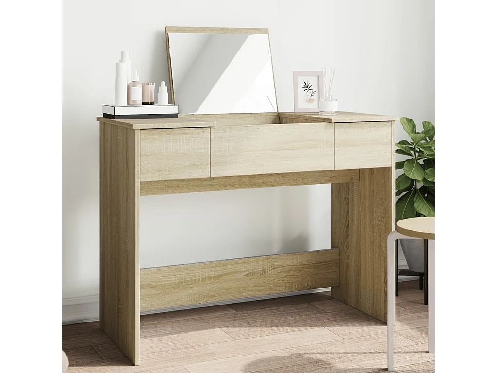 Coiffeuse avec miroir chêne sonoma 100x45x76 cm