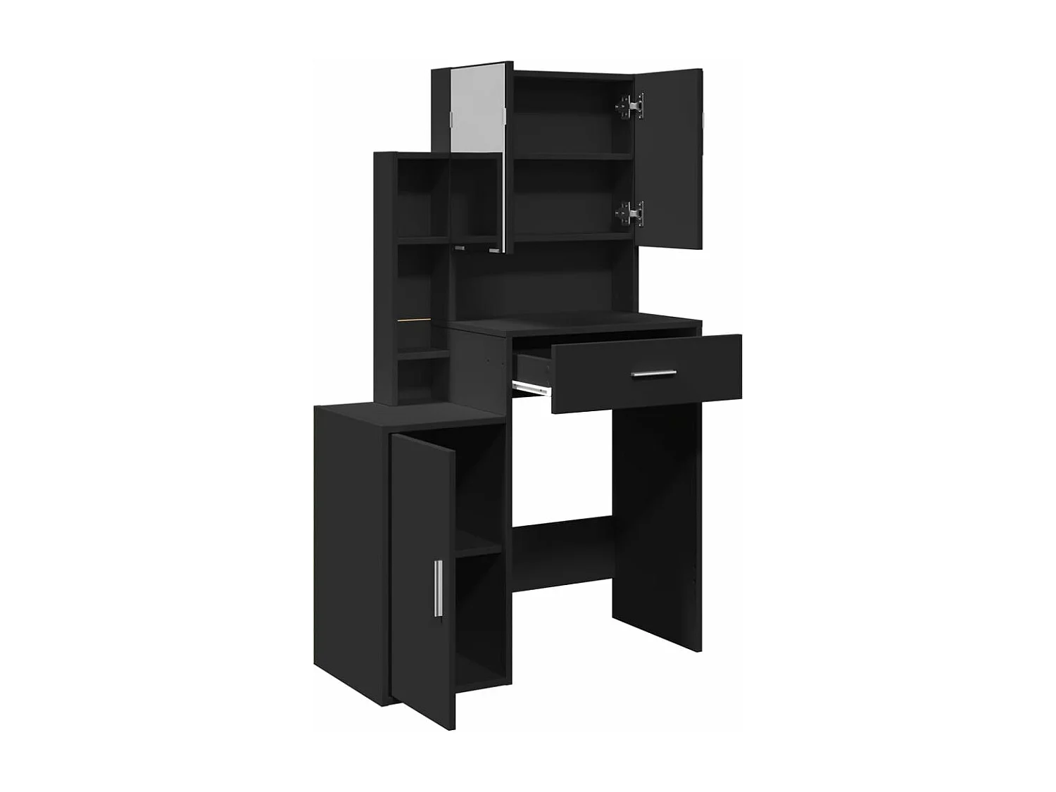 Toeletta con Armadietto Nero 80x35x132 cm