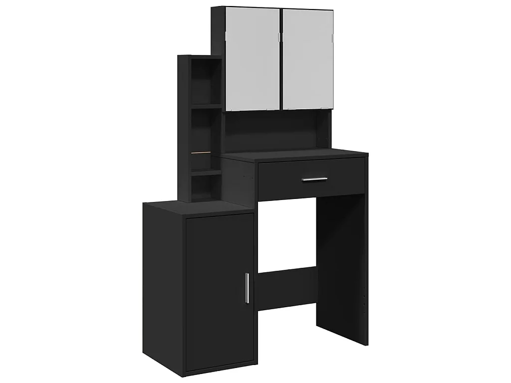 Toeletta con Armadietto Nero 80x35x132 cm