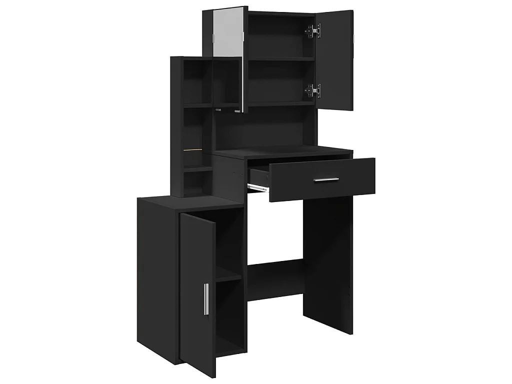 Toeletta con Armadietto Nero 80x35x132 cm