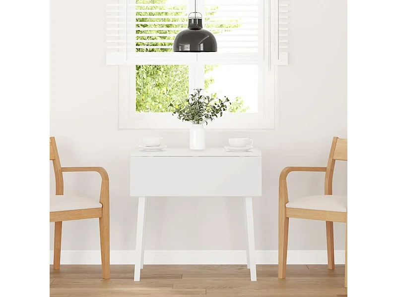 Eettafel massief hout wit rubber