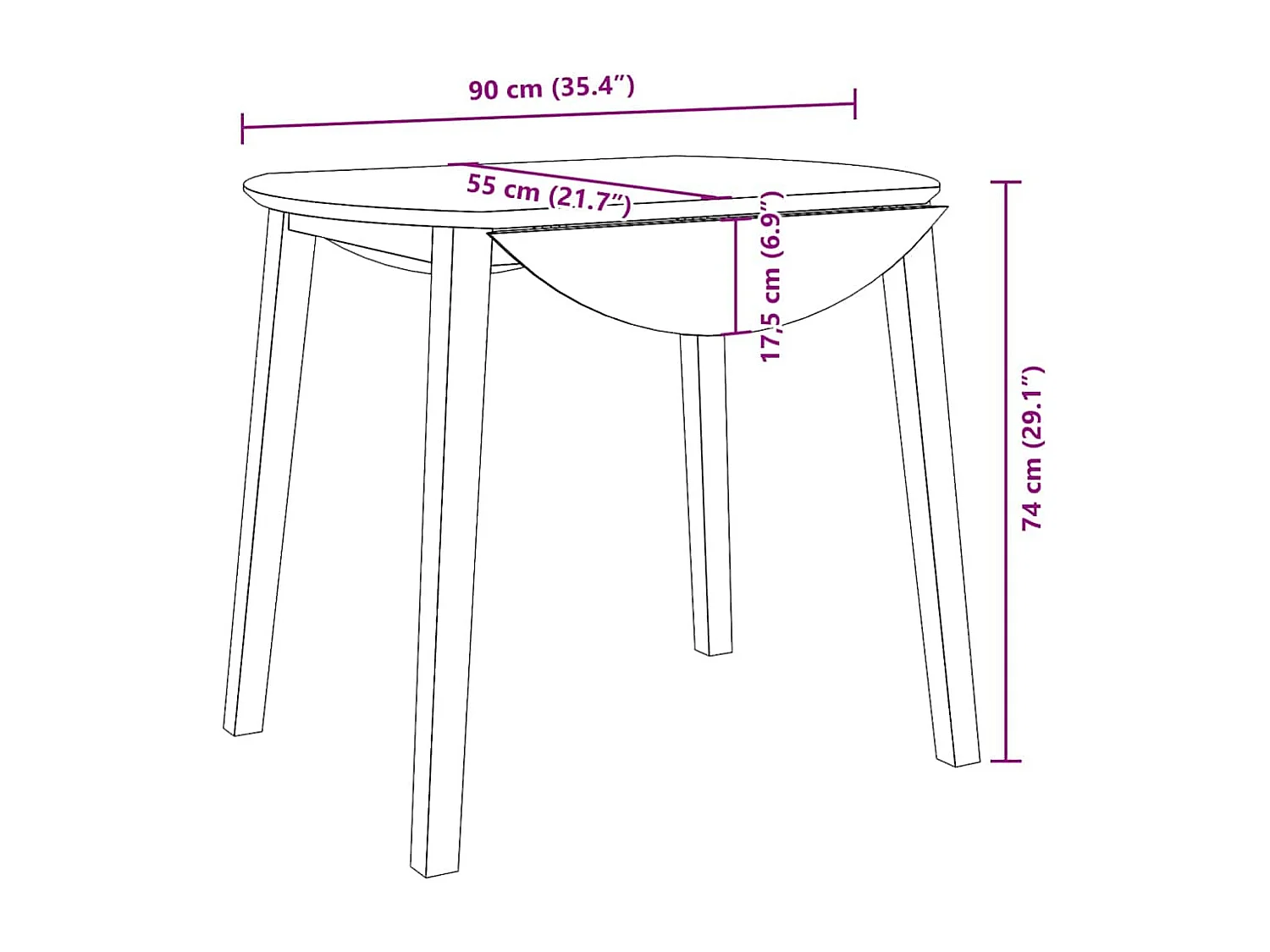 Eettafel massief hout wit rubber