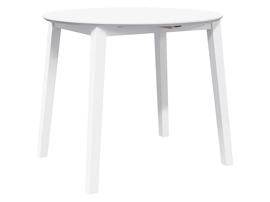 Table à manger blanc bois massif et caoutchouc