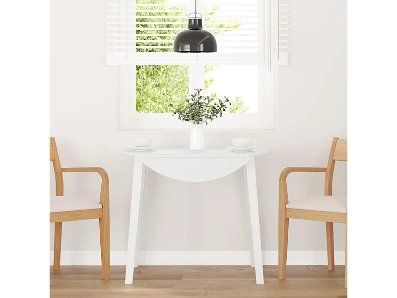 Eettafel massief hout wit rubber