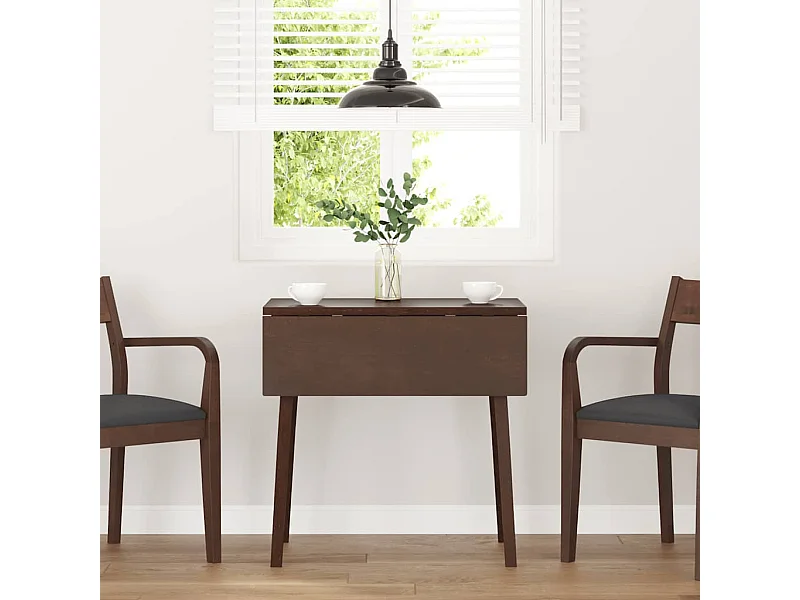 Eettafel bruin massief hout rubber