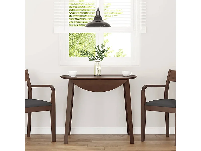 Table à manger marron bois massif et caoutchouc