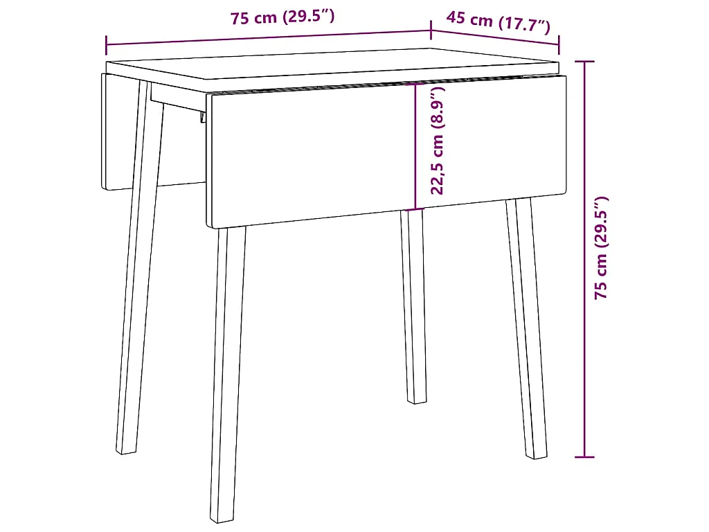 Table à manger naturel bois massif et caoutchouc