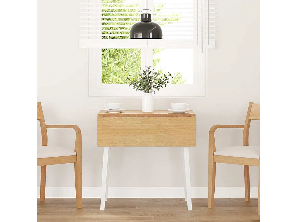 Table à manger blanc bois massif et caoutchouc