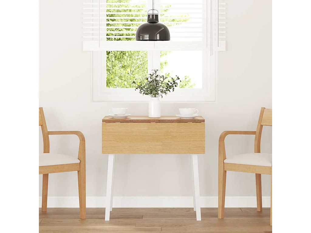 Mesa de comedor de madera maciza de caucho blanco
