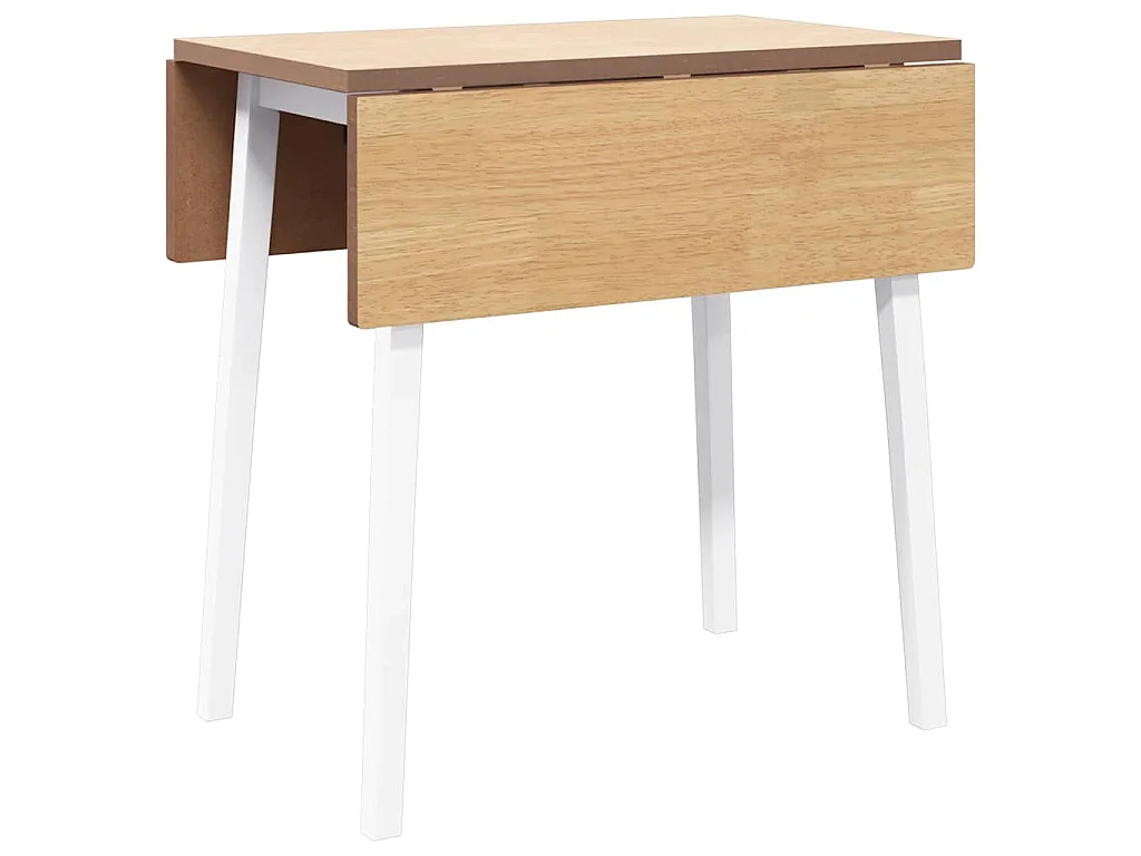 Mesa de comedor de madera maciza de caucho blanco