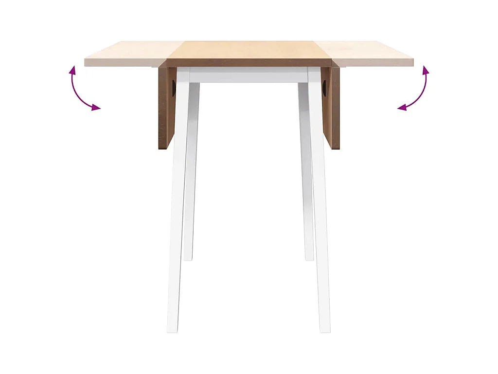 Mesa de comedor de madera maciza de caucho blanco