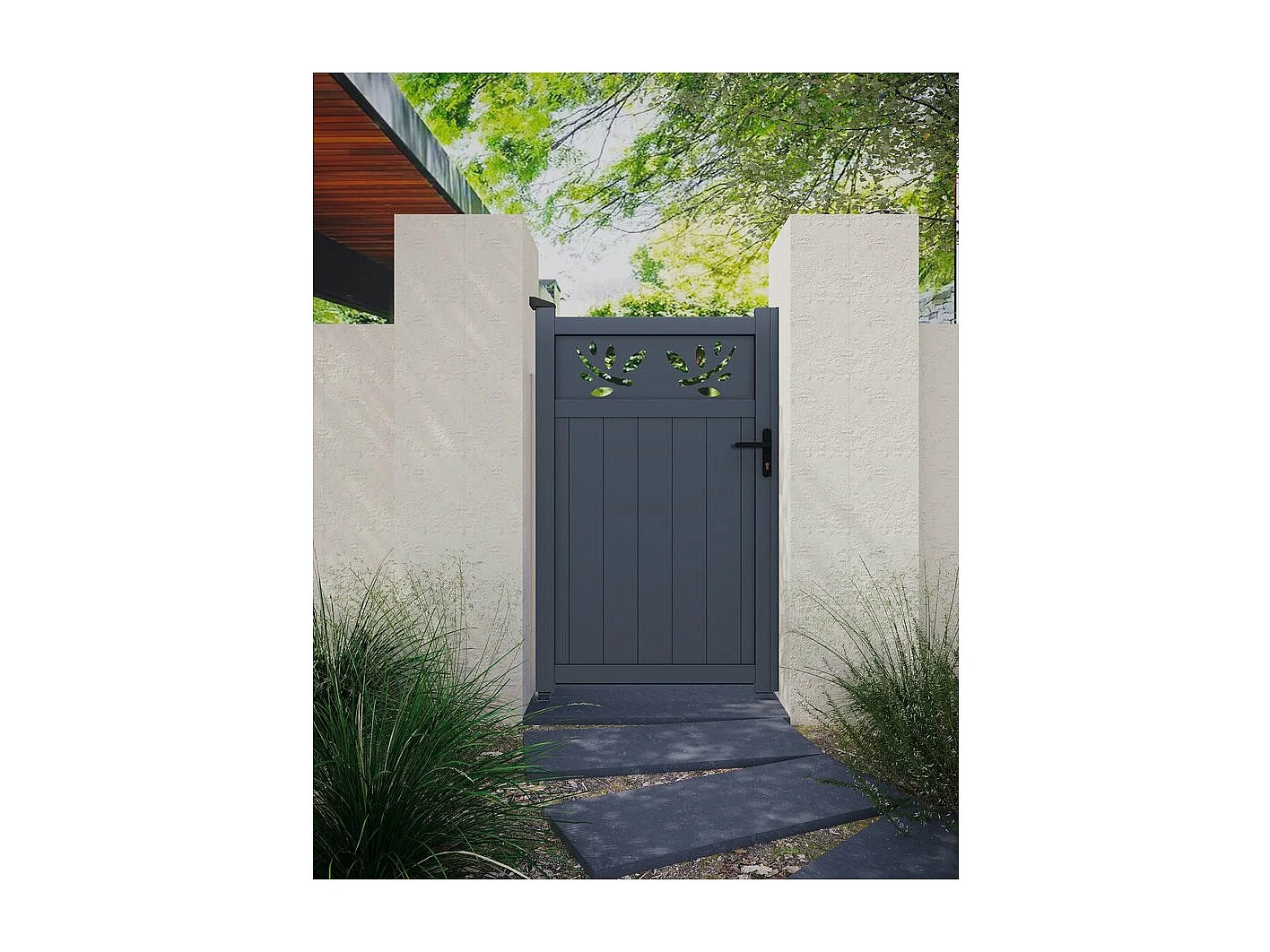 Portillon aluminium avec décor "Mathéo" - 100 x 140 cm - Gris