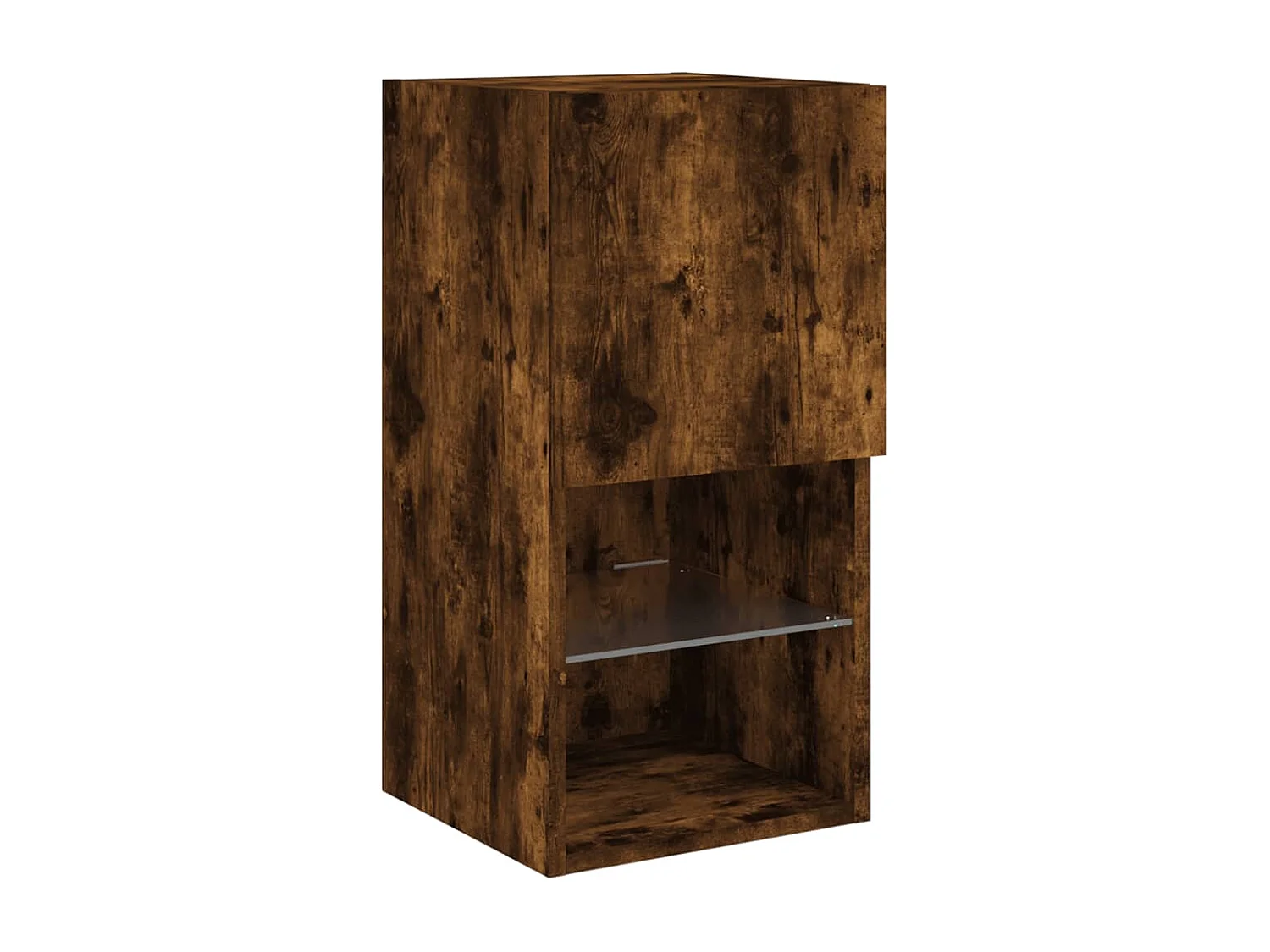 Meuble TV muraux 4 pcs avec lumières LED chêne fumé