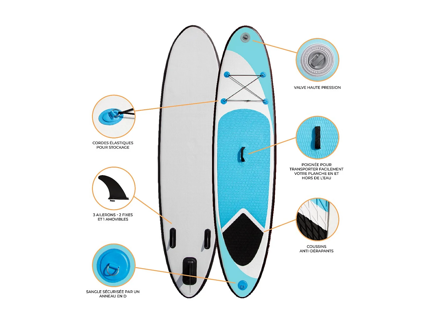 Planche de SUP Gonflable Bleue 3m