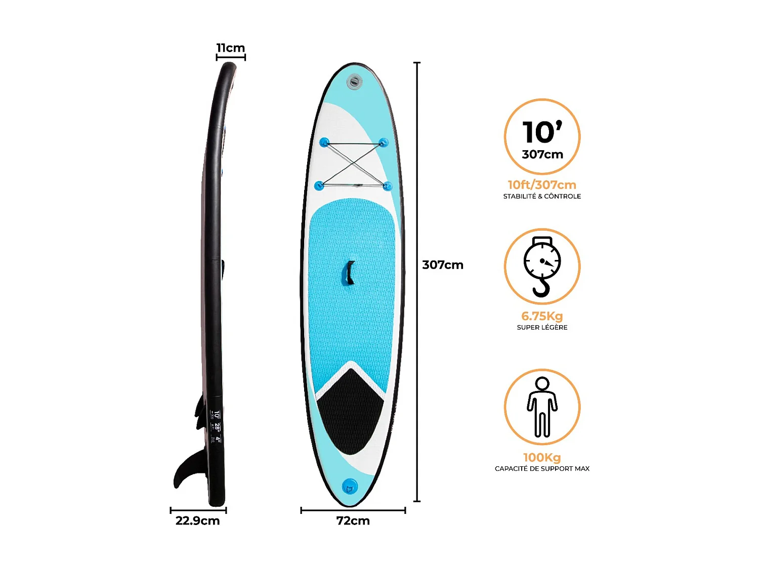Planche de SUP Gonflable Bleue 3m