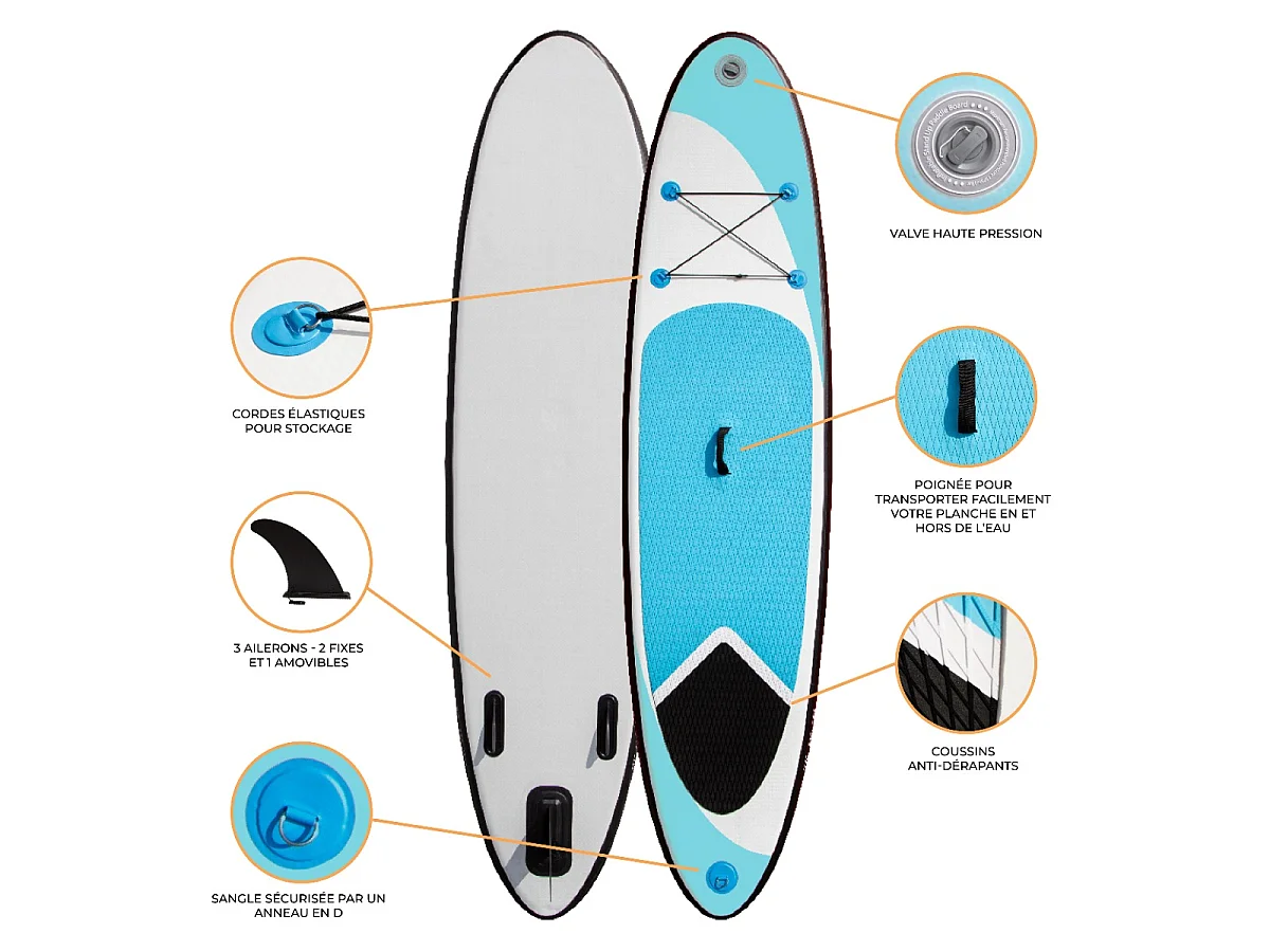 Planche de SUP Gonflable Bleue 3m