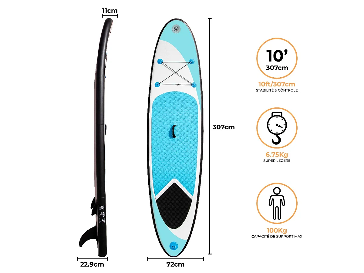 Planche de SUP Gonflable Bleue 3m