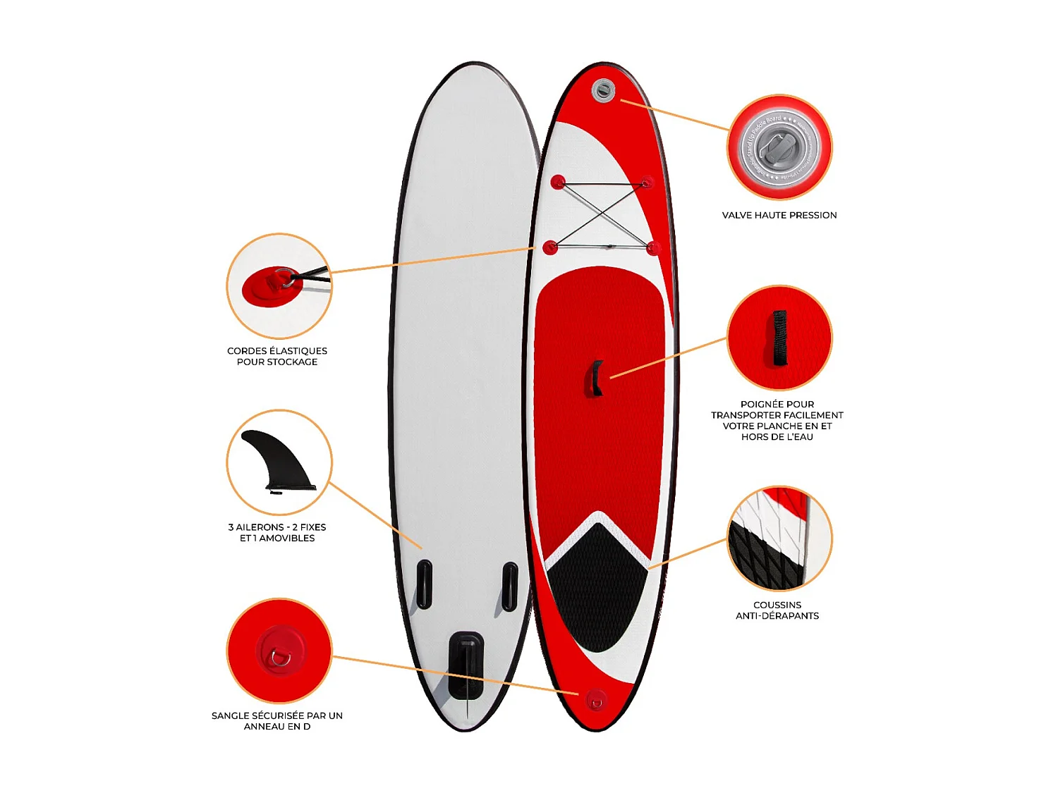 307cm Aufblasbares Paddle Board in Rot