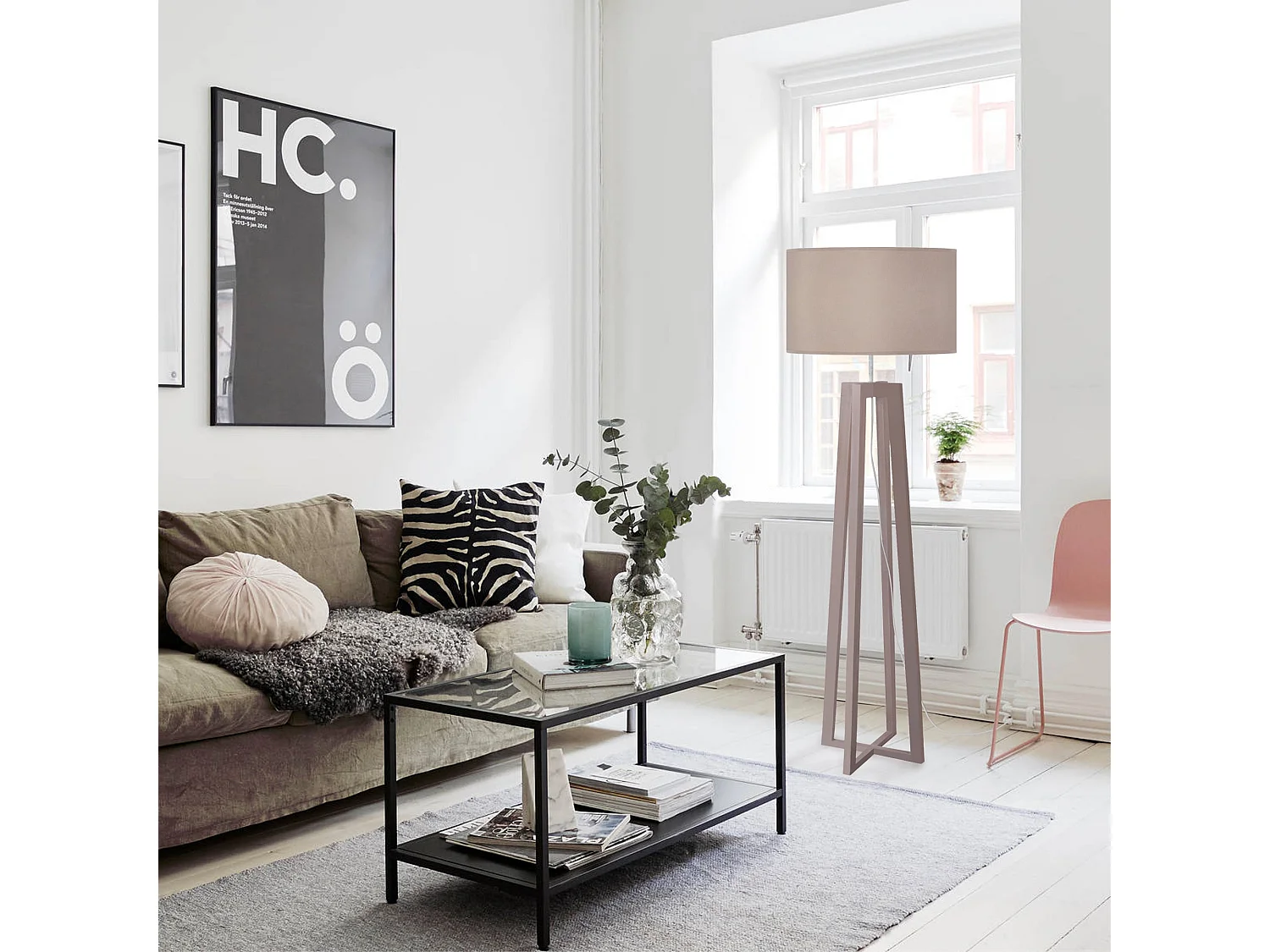 Lampadaire colonne bois taupe 150 cm.