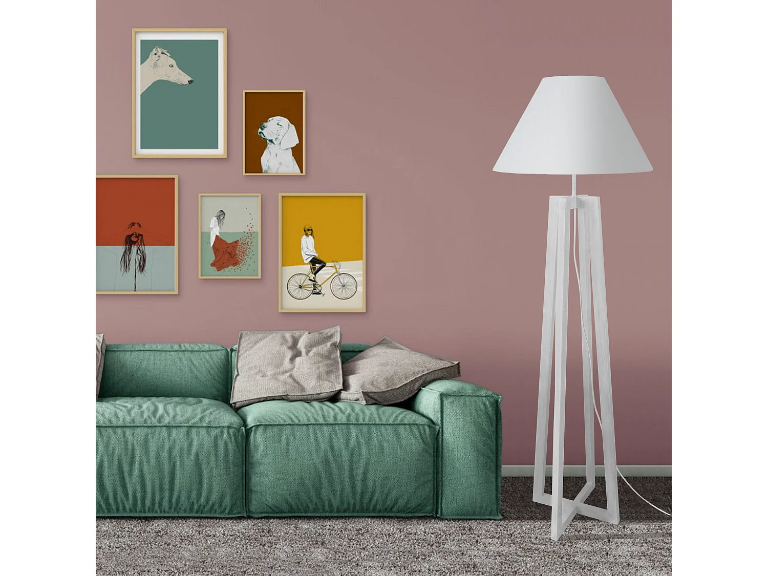 Candeeiro de Pé TOSEL TRIDENT C tecido certo preto D40 x  H155  cm