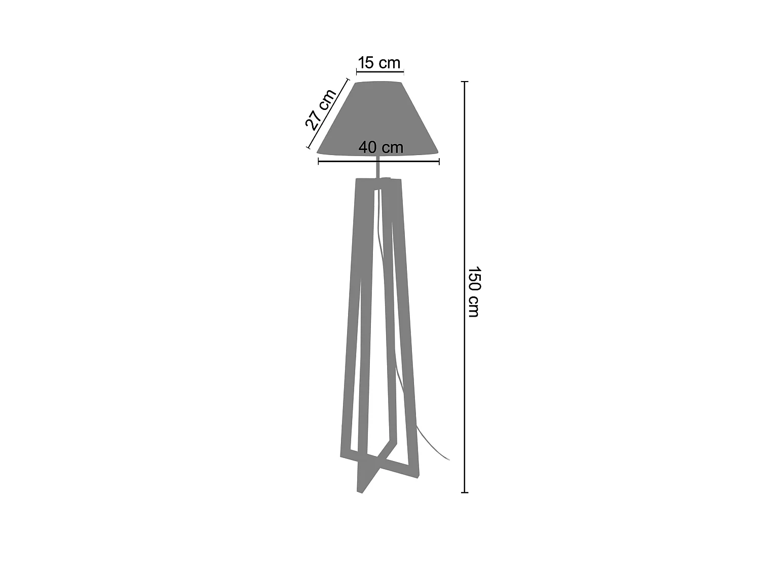 Lámpara de Pie TOSEL ,madera,Gris ,A 150x D40xP40cm