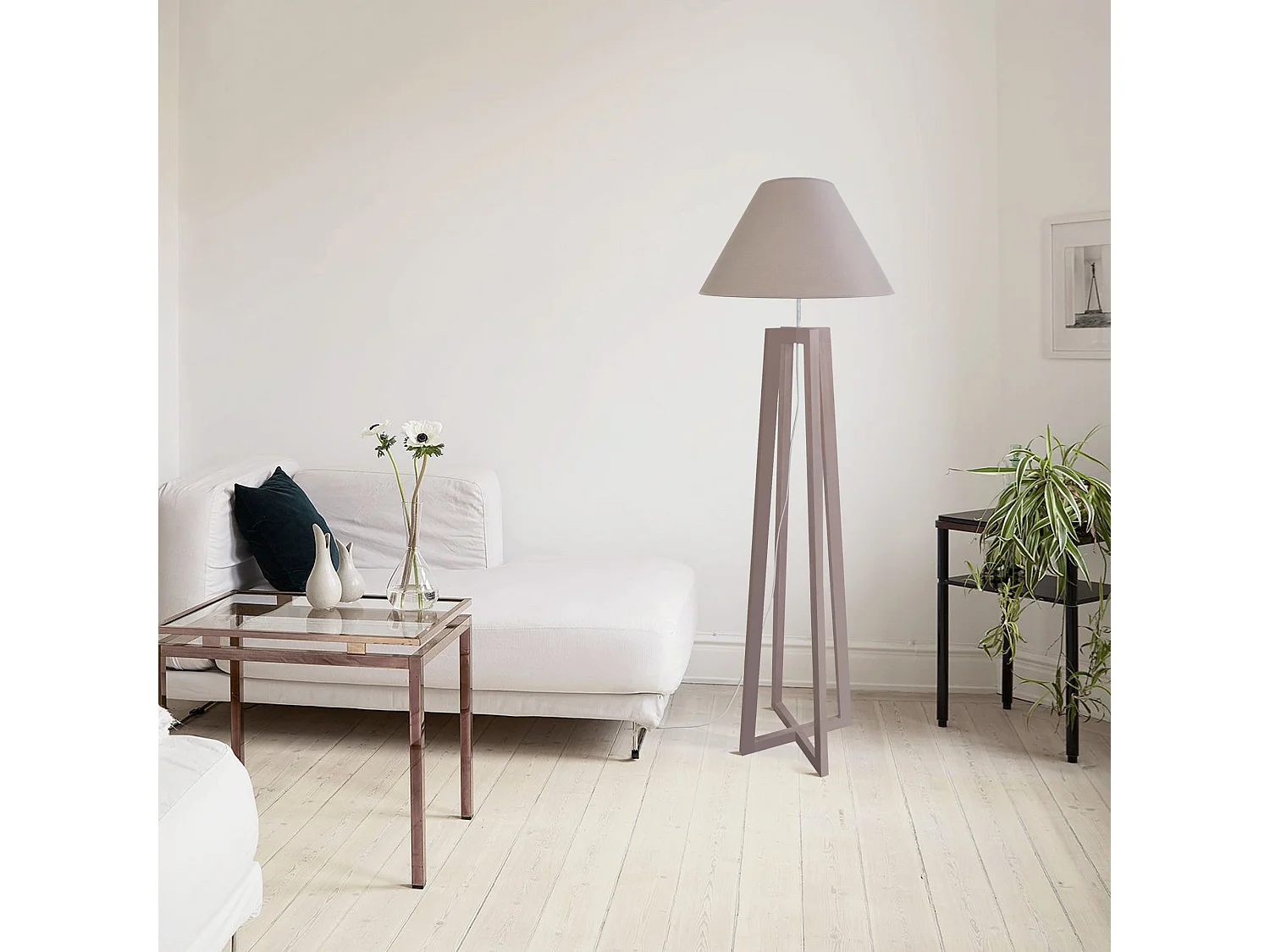 Candeeiro de Pé TOSEL TRIDENT C tecido certo preto D40 x  H155  cm