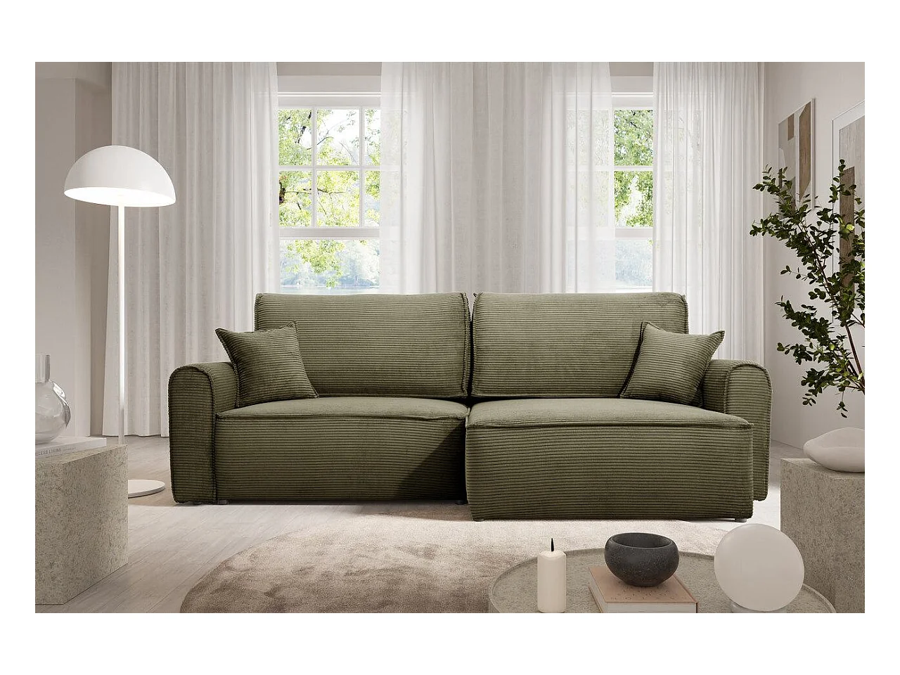 Canapé d'angle convertible MARTIN Vert olive