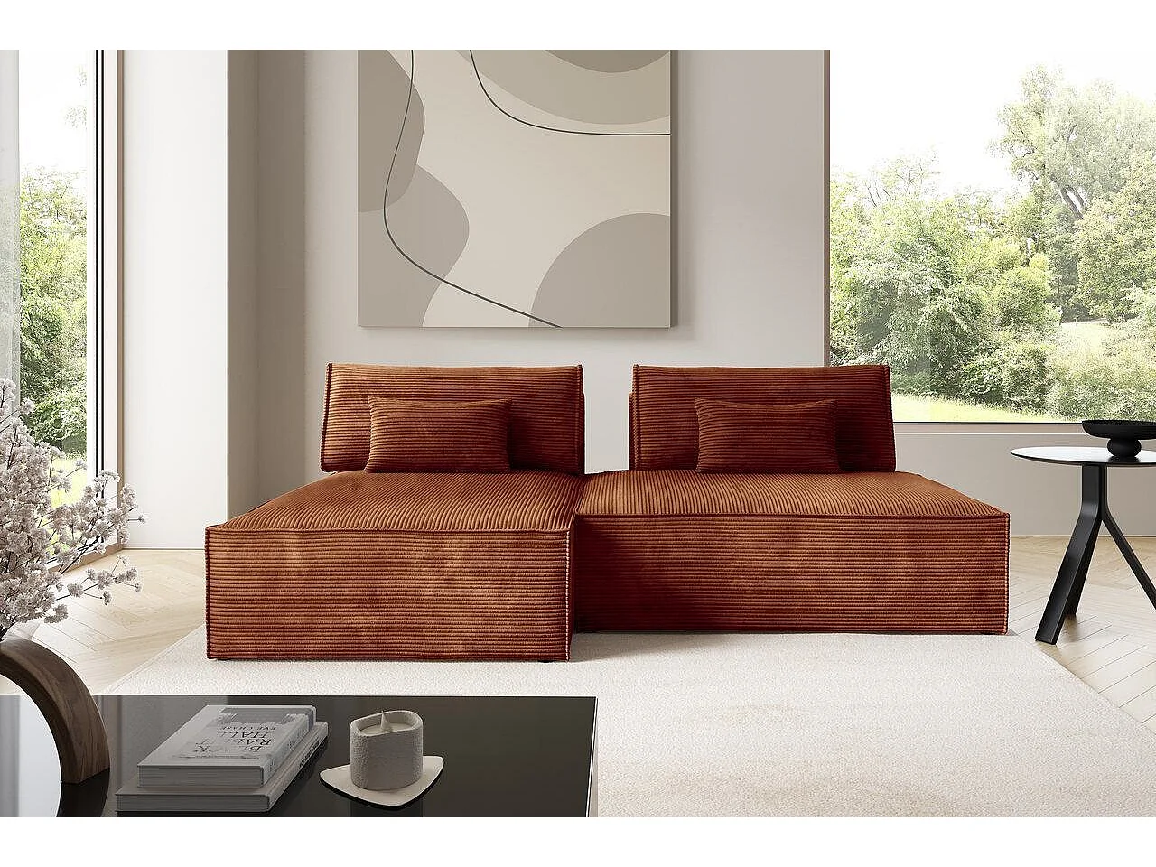 Modular Ecksofa mit Schlaffunktion LUCCA Kupfer