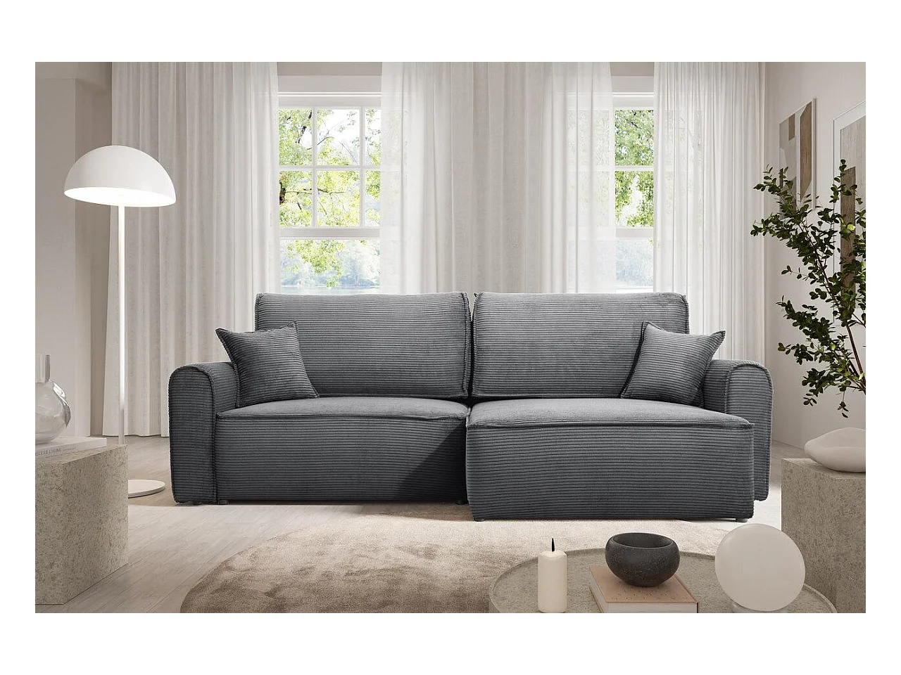 Canapé d'angle convertible MARTIN Gris Anthracite