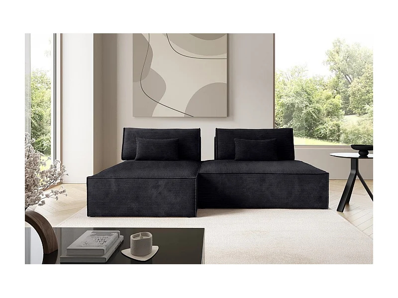 Modular Canapé d'angle convertible LUCCA Noir