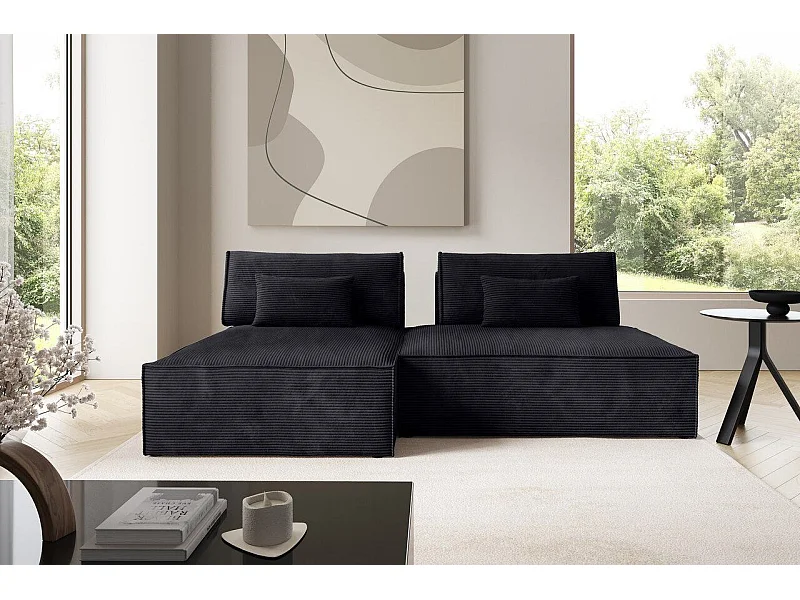 Modular Canapé d'angle convertible LUCCA Noir