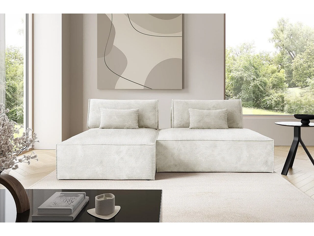 Modular Canapé d'angle convertible LUCCA Creme