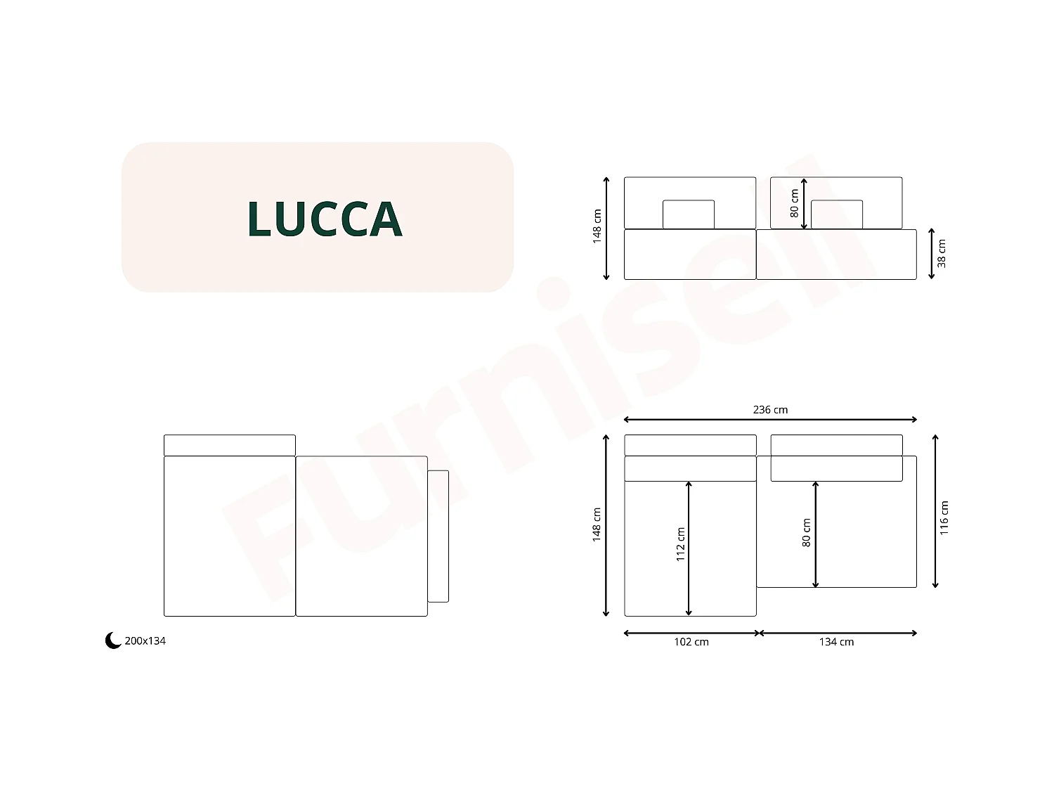 Modular Canapé d'angle convertible LUCCA Creme