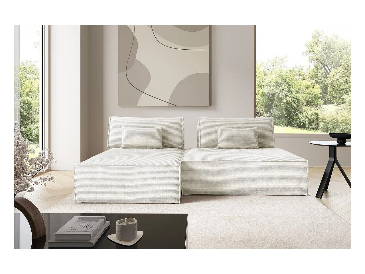 Modulaire hoekbankbed LUCCA Crème