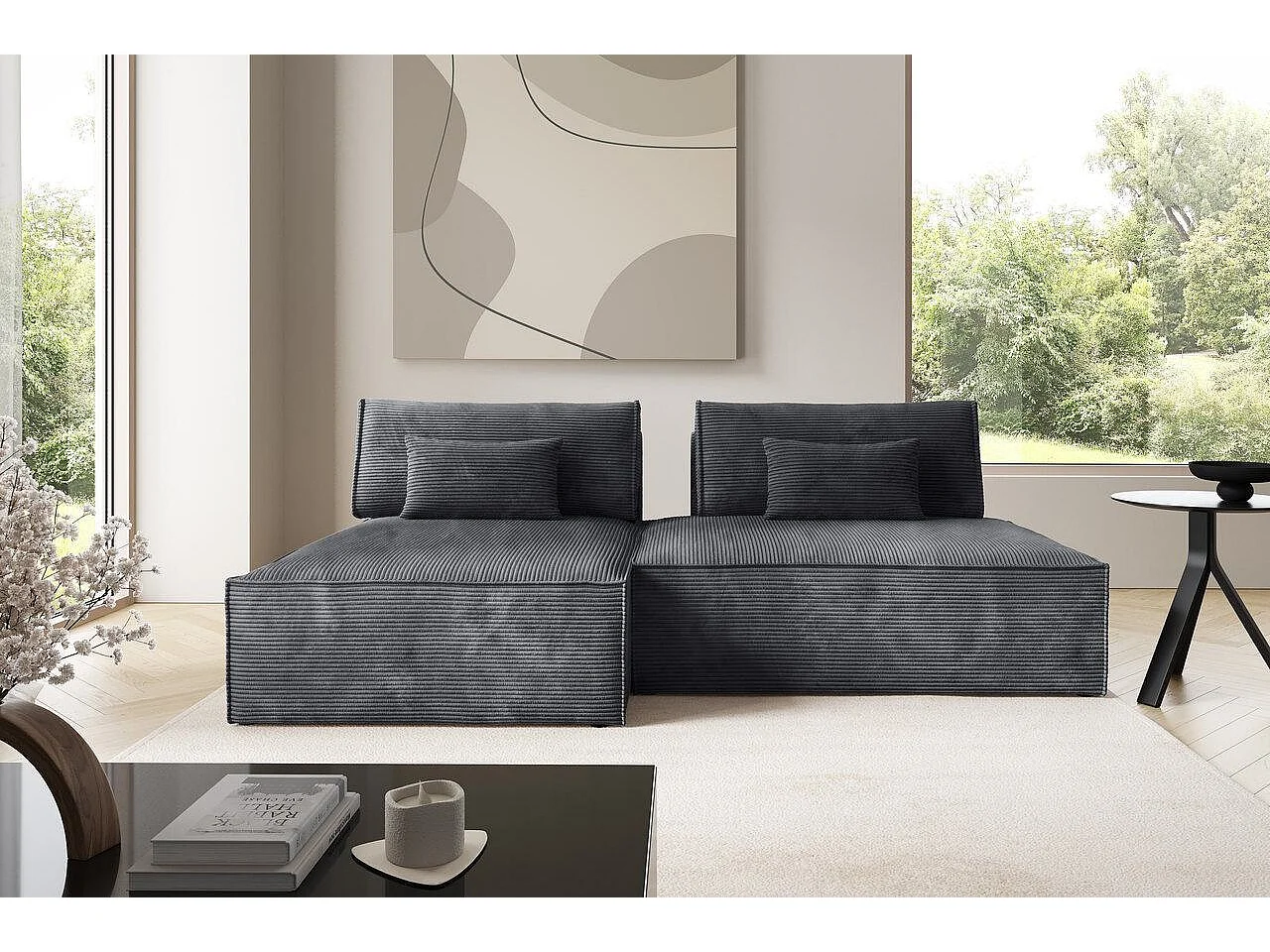 Modular Canapé d'angle convertible LUCCA Gris Anthracite