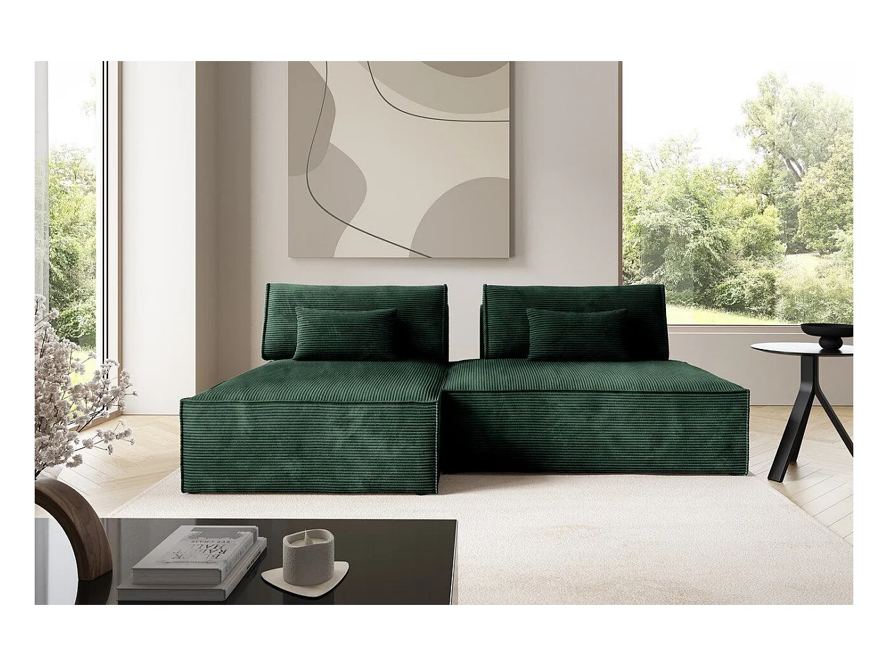Modulaire hoekbankbed LUCCA Groen