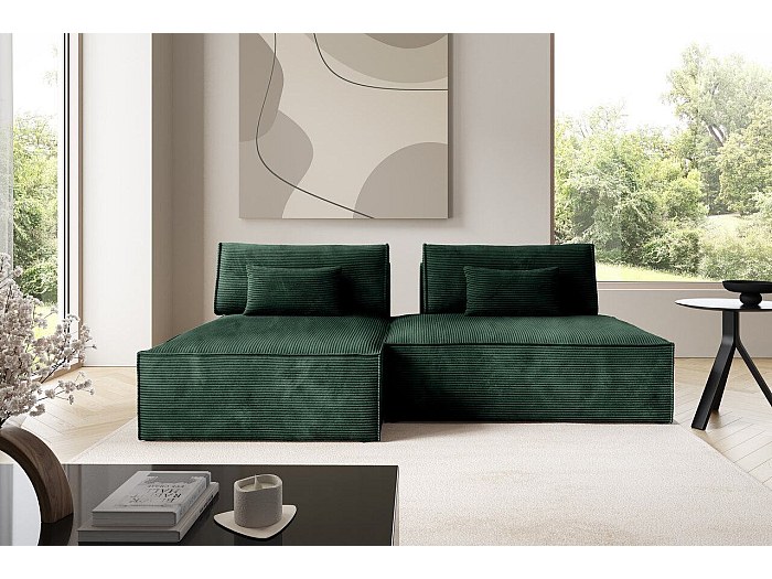 Canapé Convertible Design Bersy - Vert D'eau - 3 Places - Tissu - Neuf