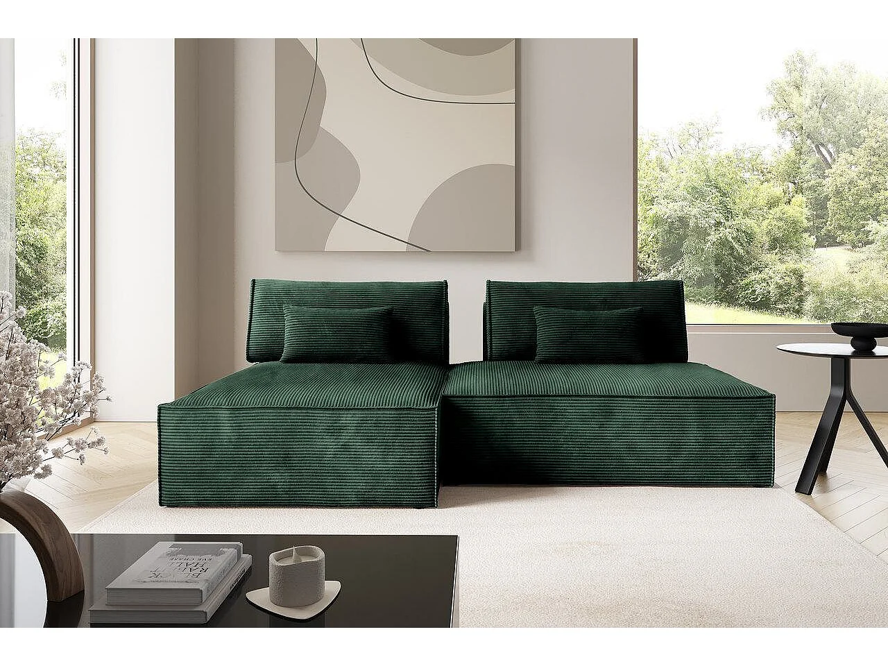 Modular Canapé d'angle convertible LUCCA Verte