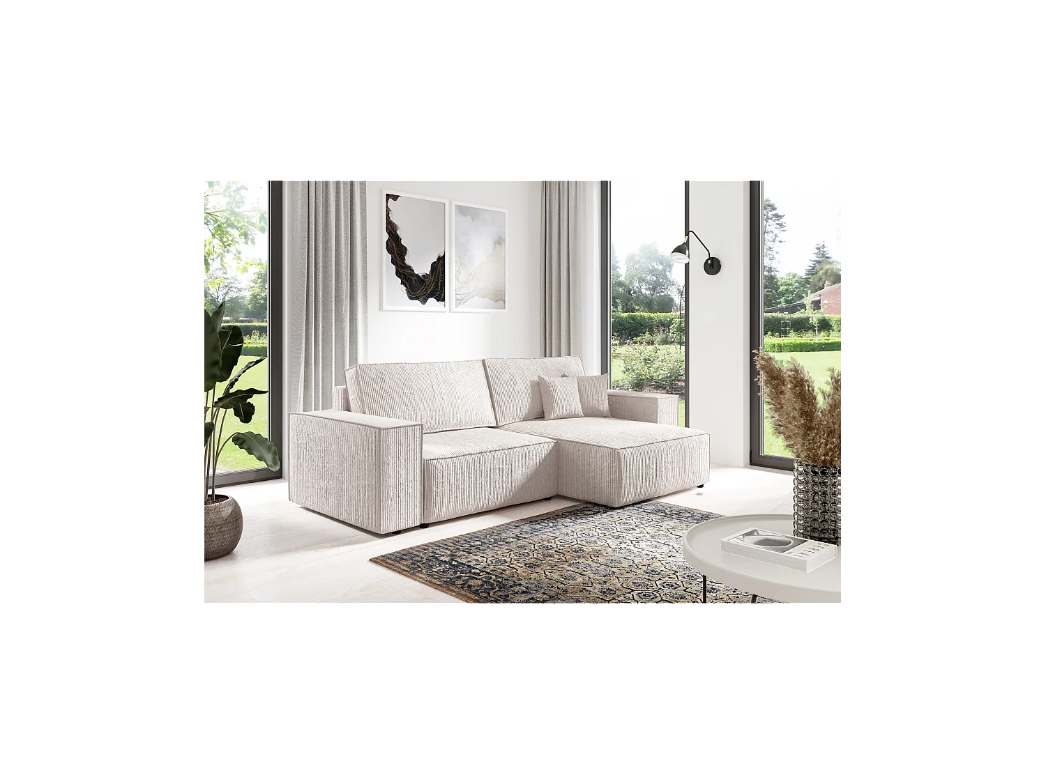 Ecksofa mit Schlaffunktion MILLE Mini Grau Anthrazit