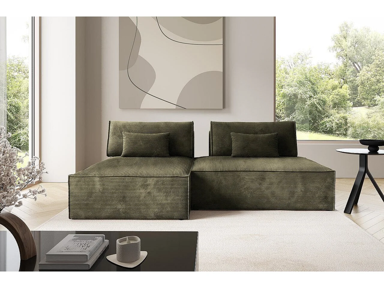 Modular Canapé d'angle convertible LUCCA Vert olive