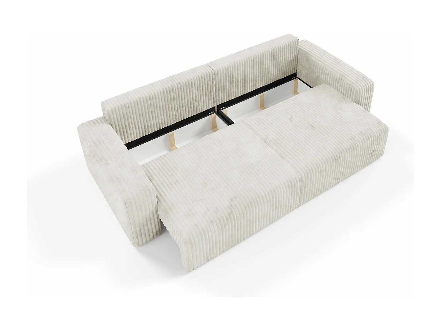 Canapé convertible 4 places en velours côtelé FANO Beige