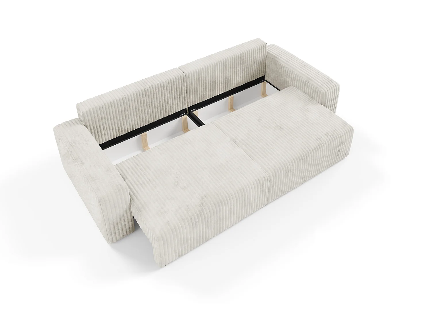 Canapé convertible 4 places en velours côtelé beige FANO