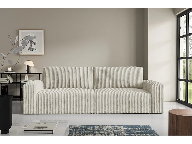 Canapé convertible 4 places en velours côtelé FANO Beige