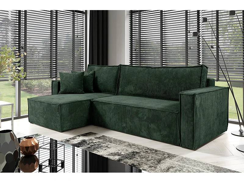 Ecksofa mit Schlaffunktion Cord JIMMY Grün