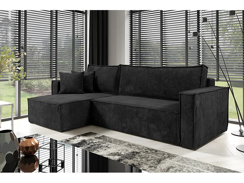 Canapé d'angle convertible Cord JIMMY Noir