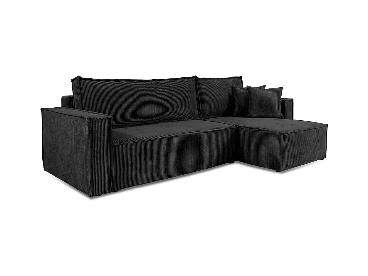 Ecksofa mit Schlaffunktion Cord JIMMY Schwarz